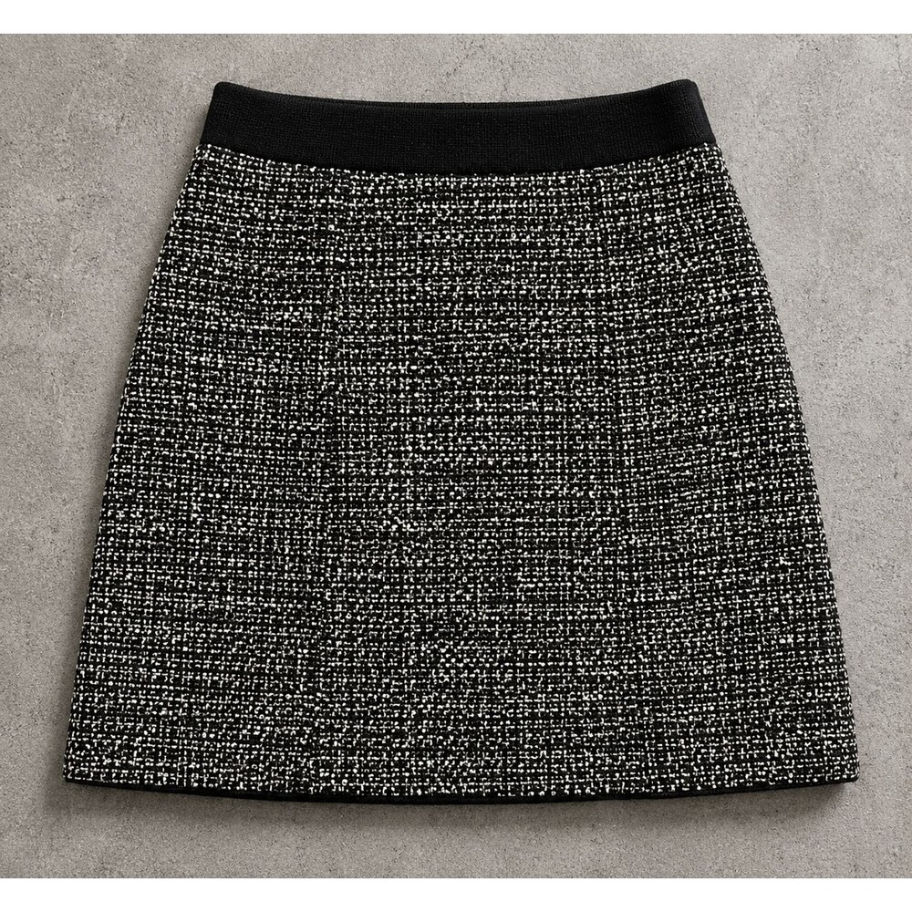 Banana Republic Tweed Boucle Black White Lined Mini Skirt Women's 4